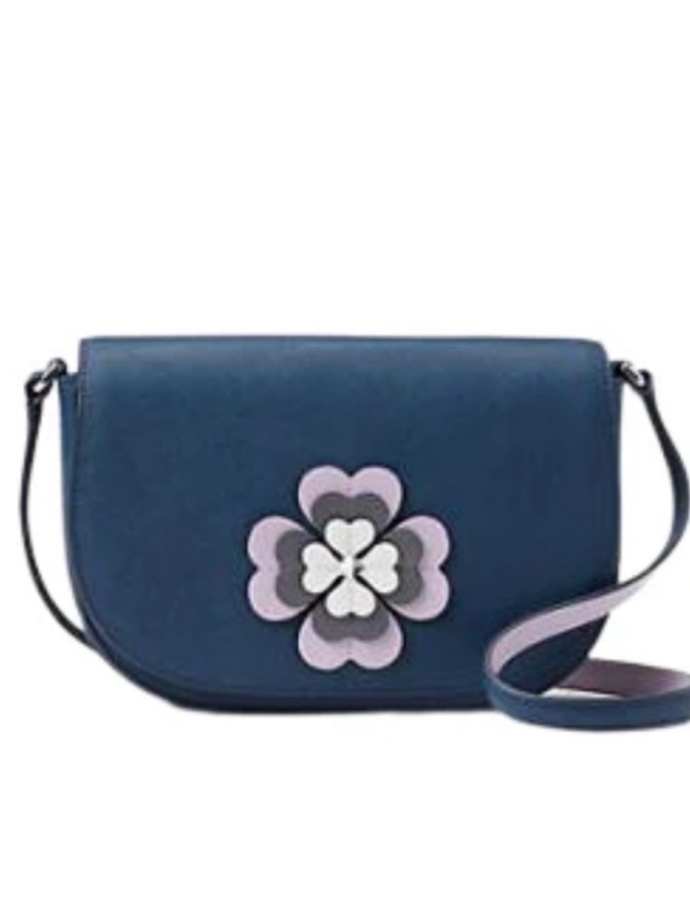 Kate Spade New York Blue Floral Appliqué Crossbody Bag | Saffiano Leather NWOT